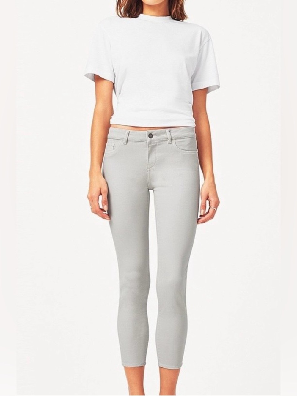 DL 1961 Bone Color Florence Instasculpt Mid Rise Cropped Pants Size 25
